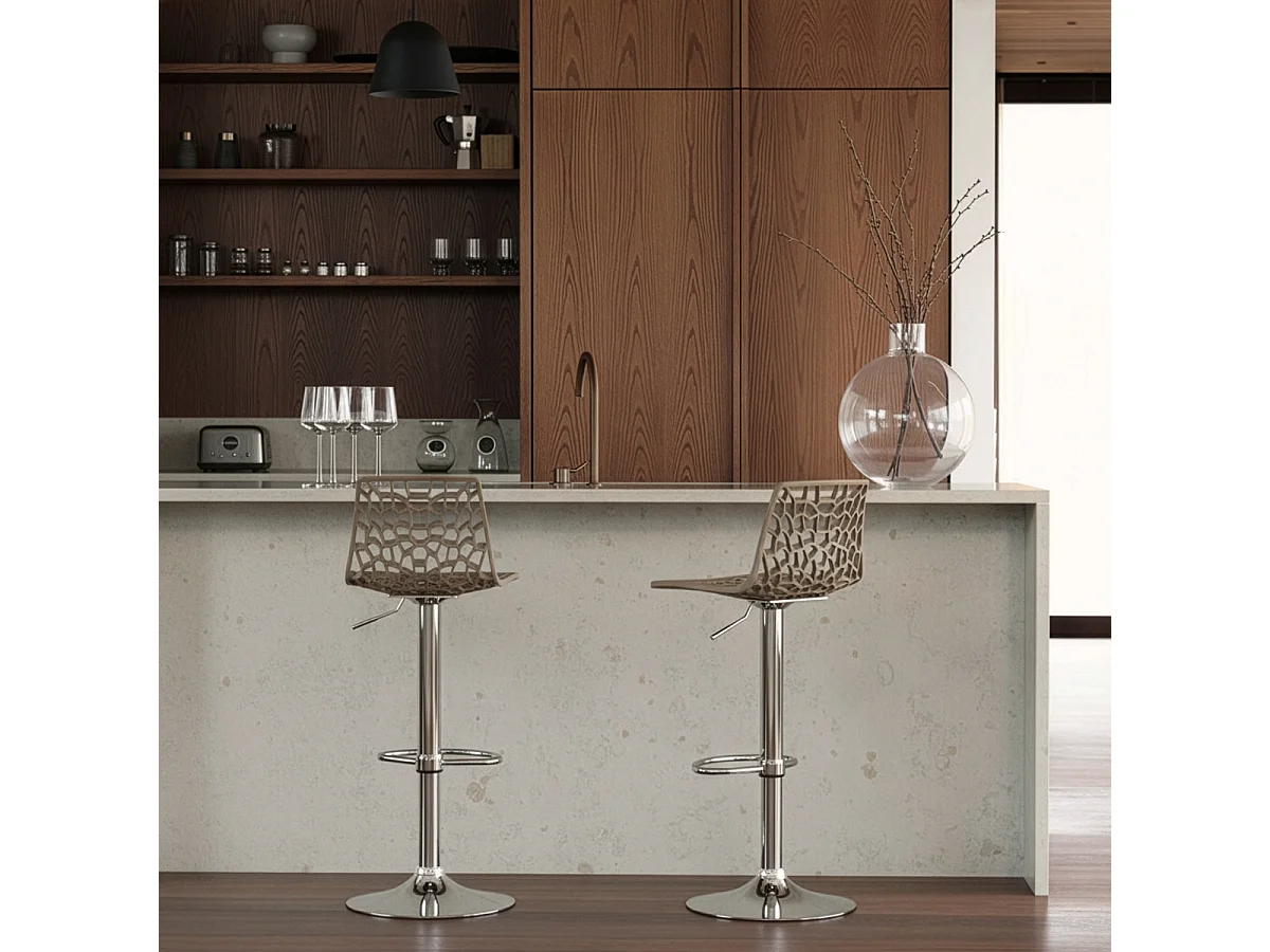 Barhocker mit Fußstütze Hoch Drehbar Höhenverstellbar für Küche Bar Grand Soleil Spider - Beige Jute