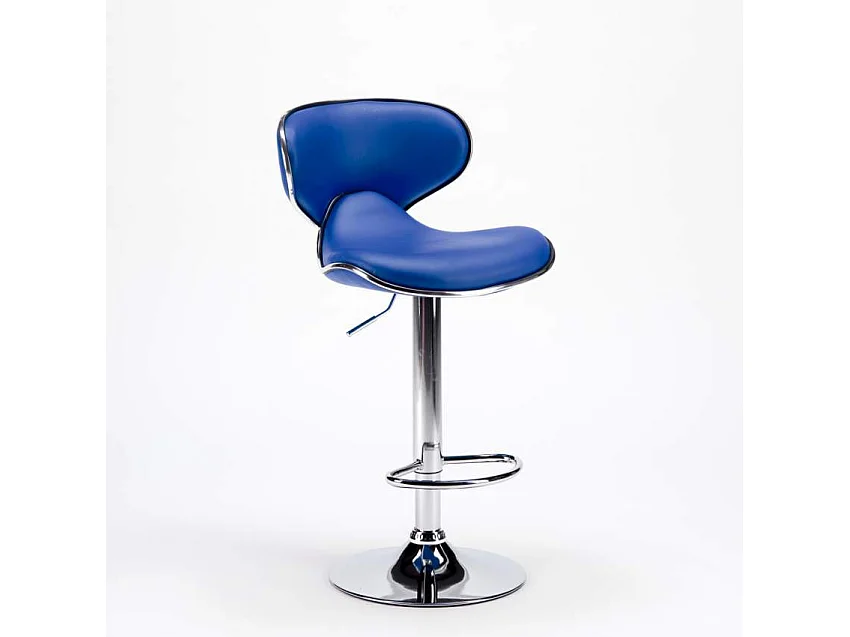 Tabouret de cuisine et bar design moderne pivotant chromé Amarillo - Bleu