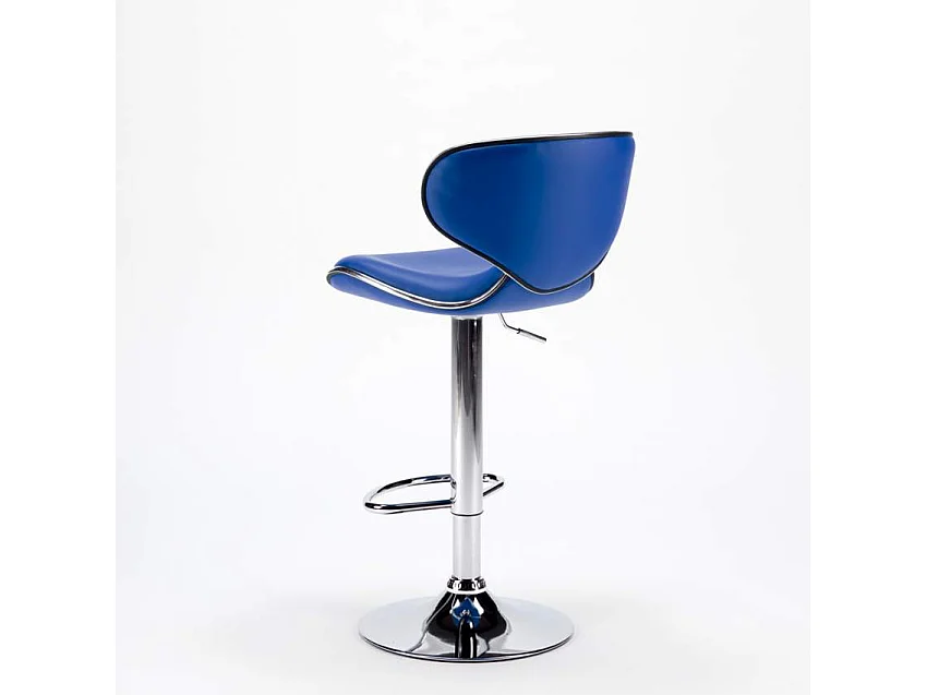 Tabouret de cuisine et bar design moderne pivotant chromé Amarillo - Bleu