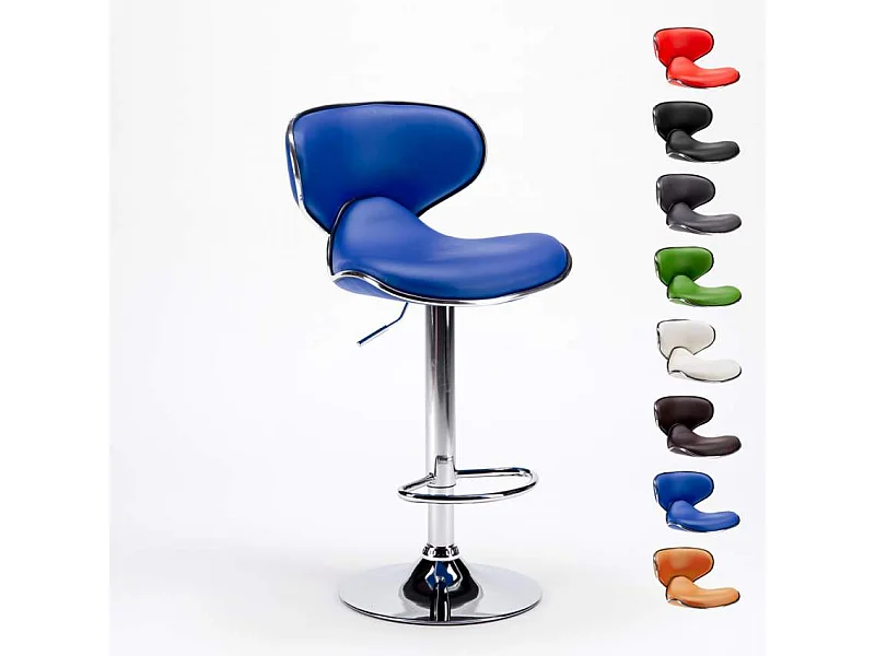 Amarillo Design Moderner schwenkbarer Chrom Küchen- und Barhocker - Blau