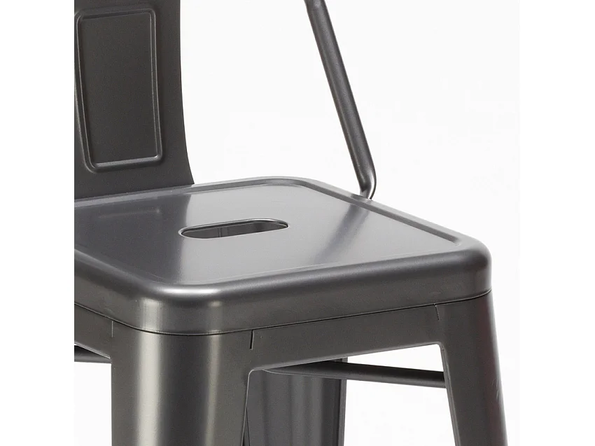 taburete alto de acero y metal para cocinas y bares con respaldo steel top - Gris