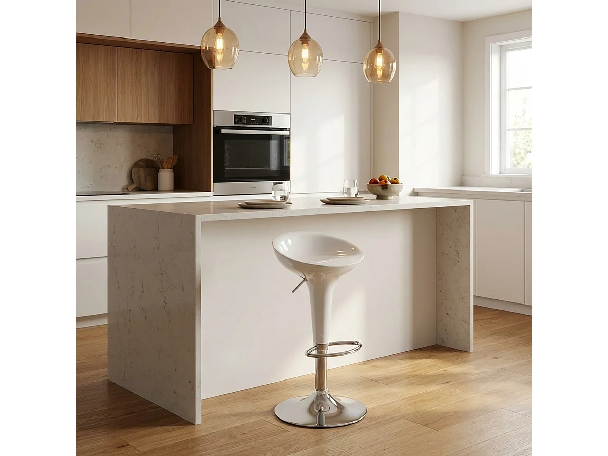 San Francisco Design Barhocker Barstuhl für Küche und Bar, höhenverstellbarer Drehhocker - Weiß