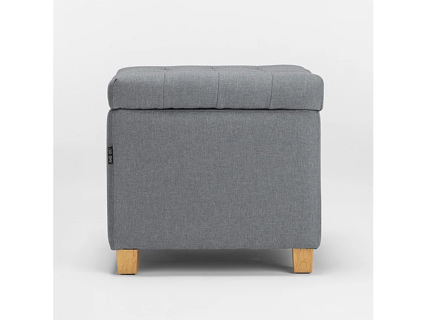 Pouf de rangement avec coussins recouvert de tissu matelassé Coffree - Gris