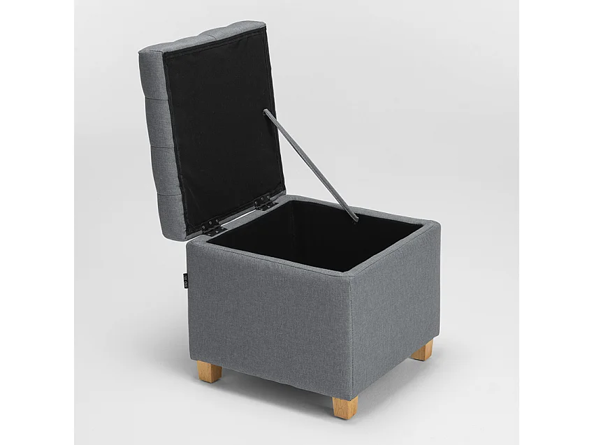 Pouf de rangement avec coussins recouvert de tissu matelassé Coffree - Gris