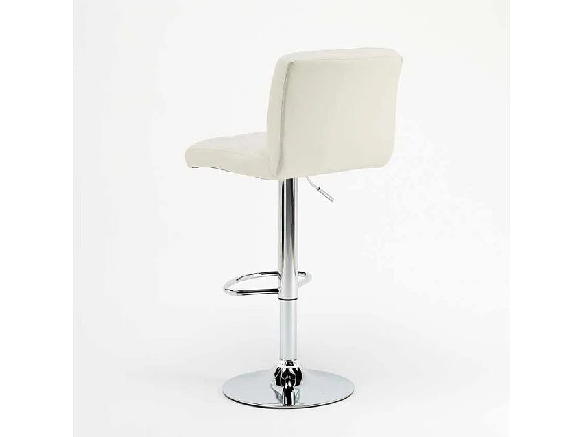 Taburete de cocina y bar alto giratorio ajustable con respaldo Atlanta - Blanco