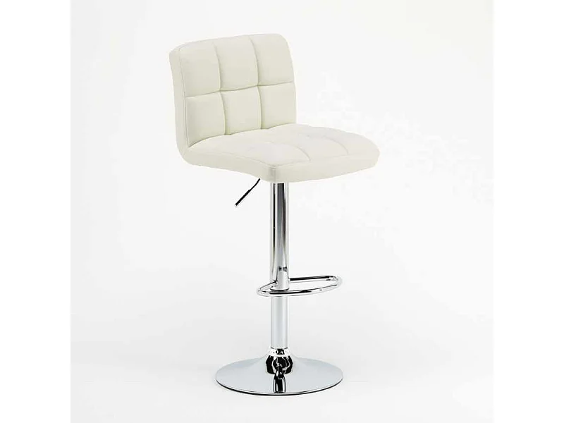 Taburete de cocina y bar alto giratorio ajustable con respaldo Atlanta - Blanco