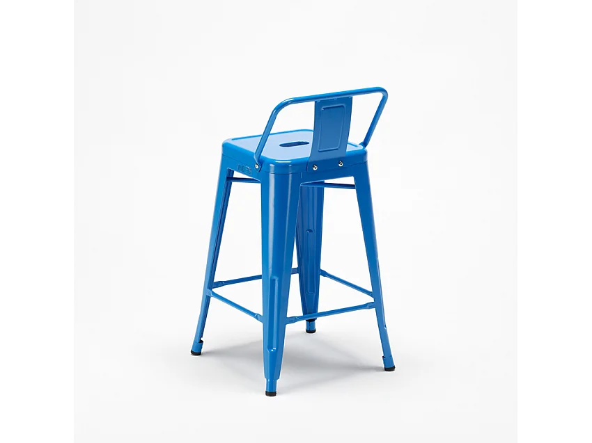 Barhocker im industrie stil aus metall mit rückenlehne Steel Top - Blau