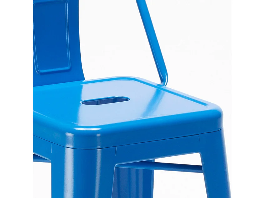 Barhocker im industrie stil aus metall mit rückenlehne Steel Top - Blau