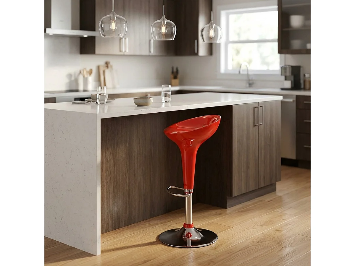Tabouret de bar et cuisine pivotant réglable design moderne San Francisco - Orange