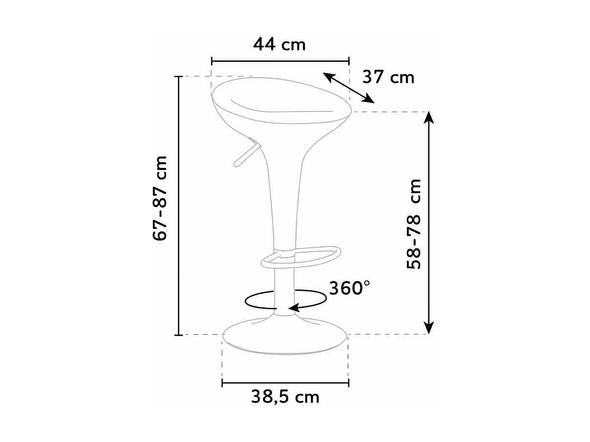 Tabouret de bar et cuisine pivotant réglable design moderne San Francisco - Orange