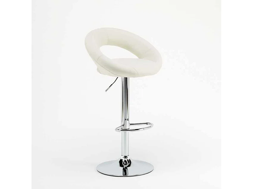 Hoher drehbarer Küchenbarhocker mit verstellbarer Fußstütze Chicago - Weiß