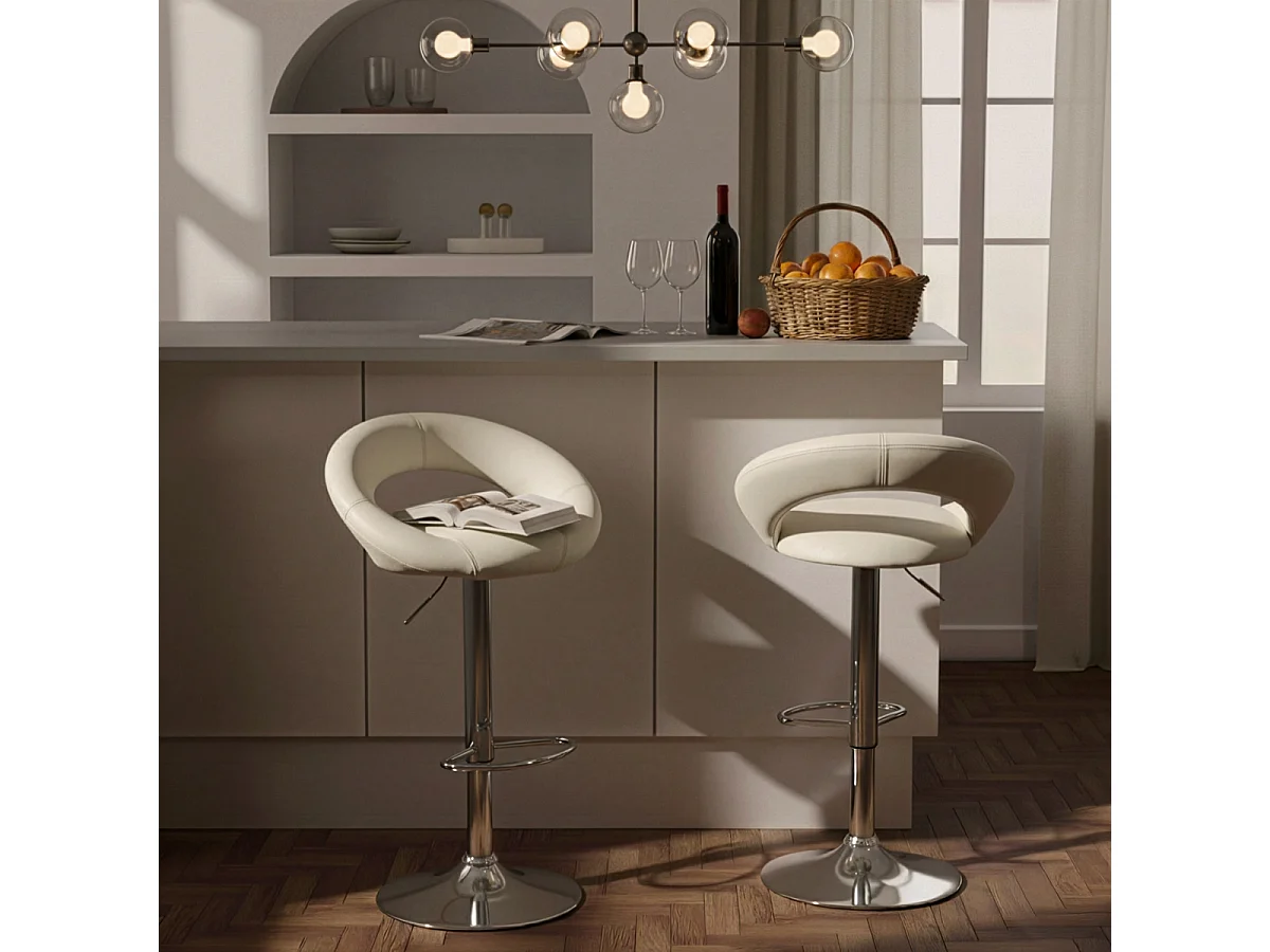 Hoher drehbarer Küchenbarhocker mit verstellbarer Fußstütze Chicago - Weiß
