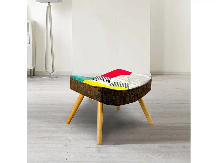 Puff Reposapiés patchwork de diseño moderno Solum