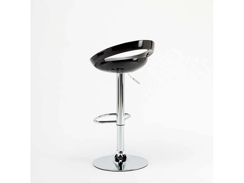 Taburete de bar para cocina alto giratorio fijo ajustable y con reposapiés modelo Hollywood - Negro