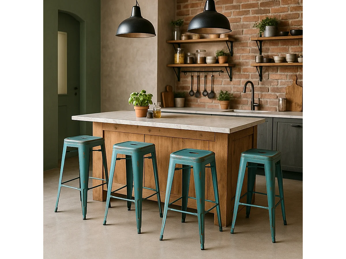 barhocker hocker aus metall im industriedesign 78cm steel stale - Blau