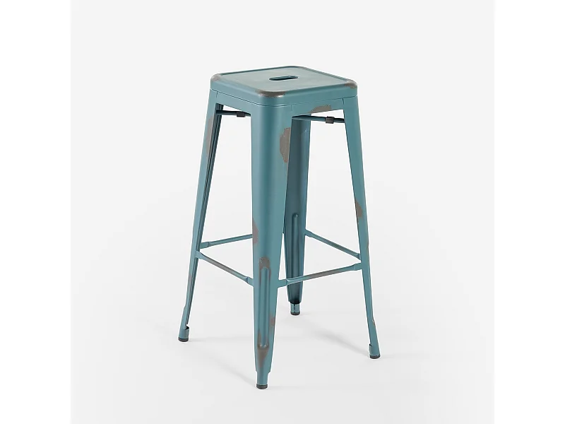 barhocker hocker aus metall im industriedesign 78cm steel stale - Blau