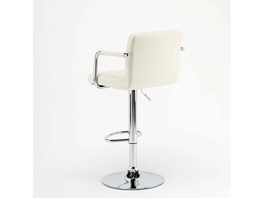 Taburete de bar cocina alto giratorio ajustable con respaldo y reposabrazos Las Vegas - Blanco