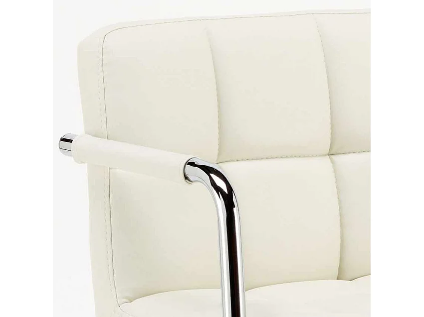 Taburete de bar cocina alto giratorio ajustable con respaldo y reposabrazos Las Vegas - Blanco