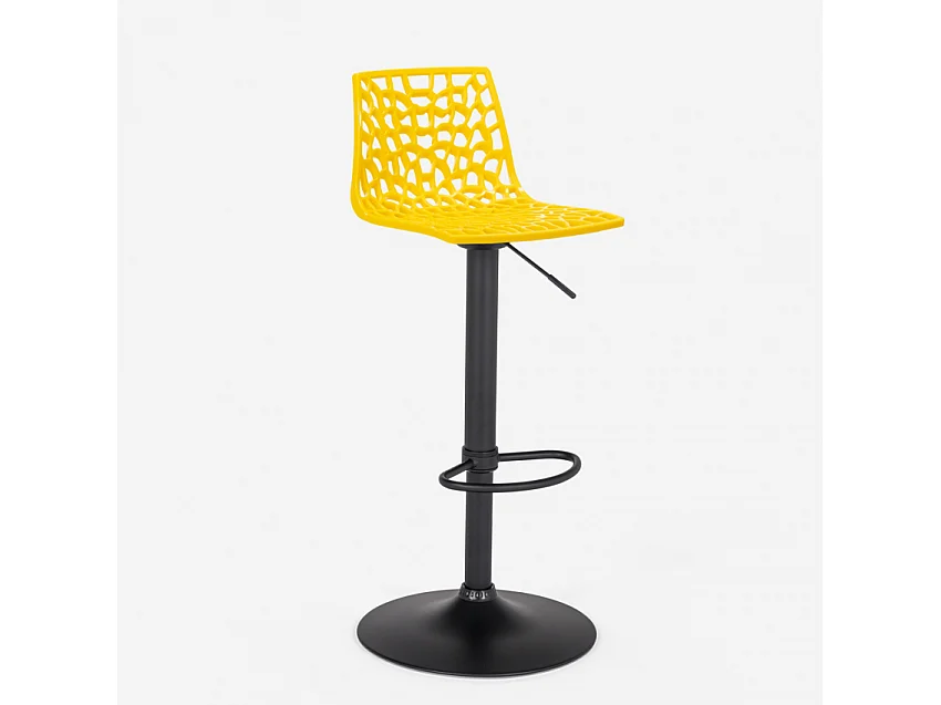 Verstellbarer Barhocker mit mattschwarzer Basis Grand Soleil Spider Matt - Gelb