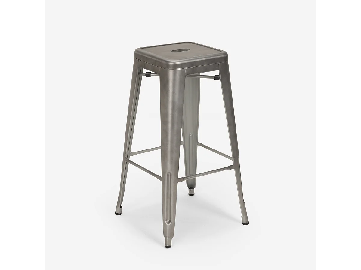 barhocker hocker aus metall im industriedesign 78cm steel stale - Silver