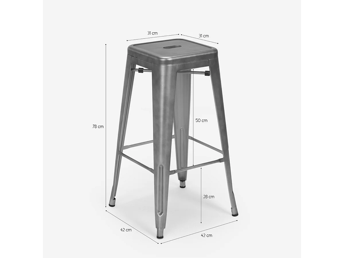 barhocker hocker aus metall im industriedesign 78cm steel stale - Silver