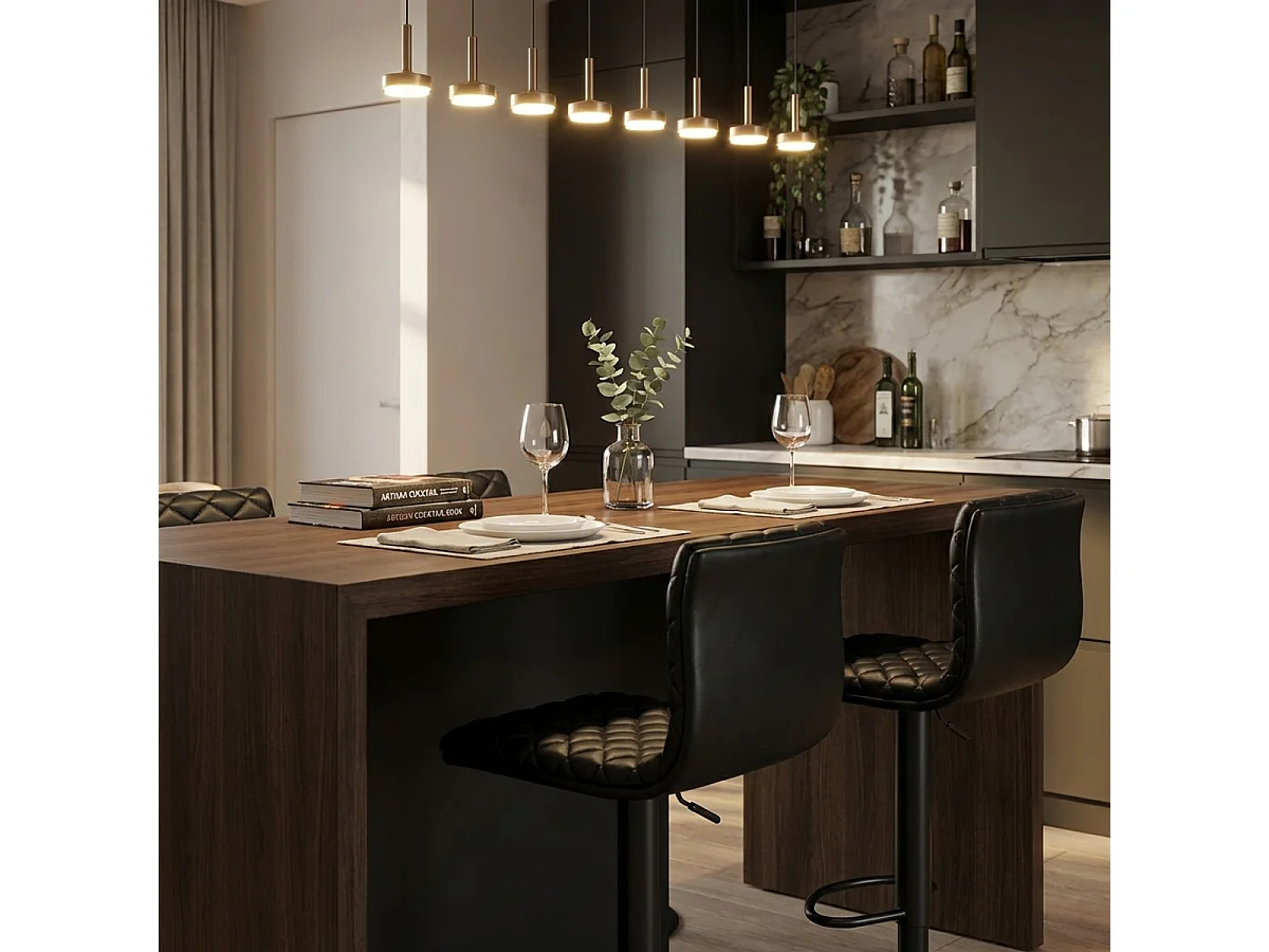 Taburete alto negro diseño moderno bar cocina Denver Black Edition