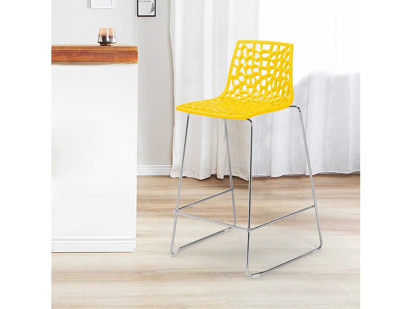 Grand Soleil Design Hocker für Küchenbar 64cm Mini Spider - Gelb