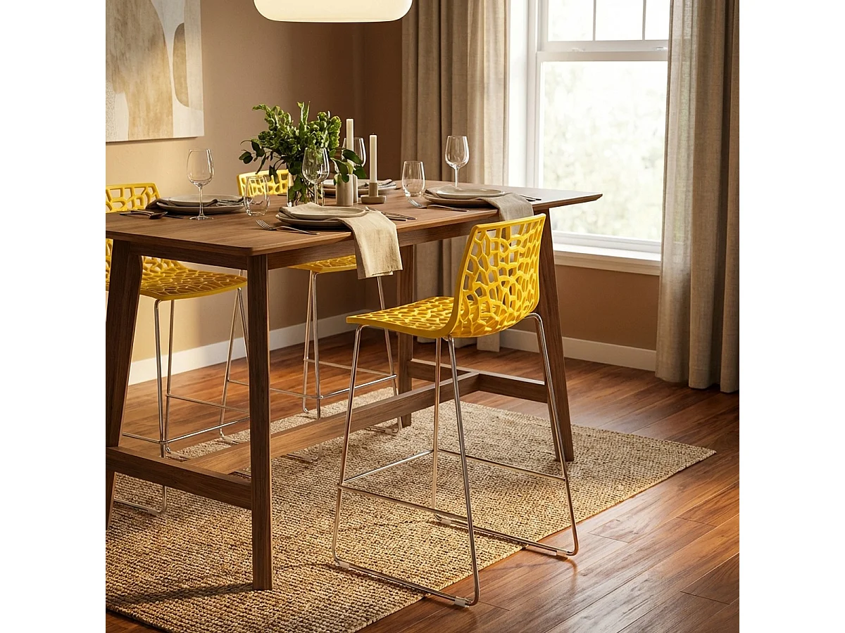 Tabouret de bar design Grand Soleil 64cm Mini Spider - Jaune