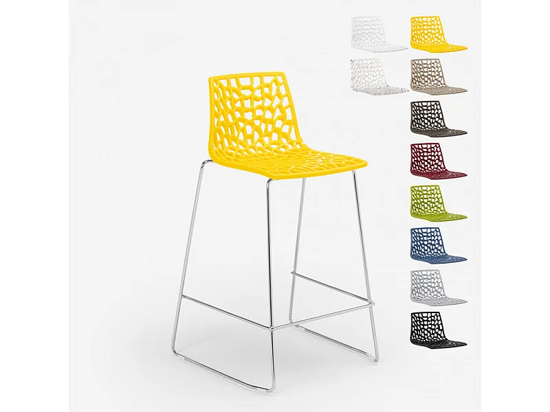 Sgabello design Grand Soleil bar cucina 64cm Mini Spider - Giallo
