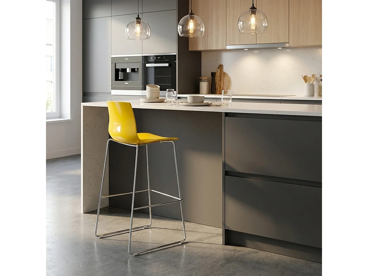 Tabouret de bar de cuisine Grand Soleil 74 cm design Imola Slitta - Jaune