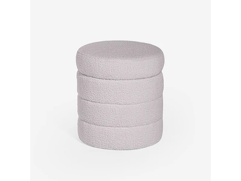 Sitzhocker Bouclé Stauraum Zylinder Design Wohnzimmer Mugi - Grau