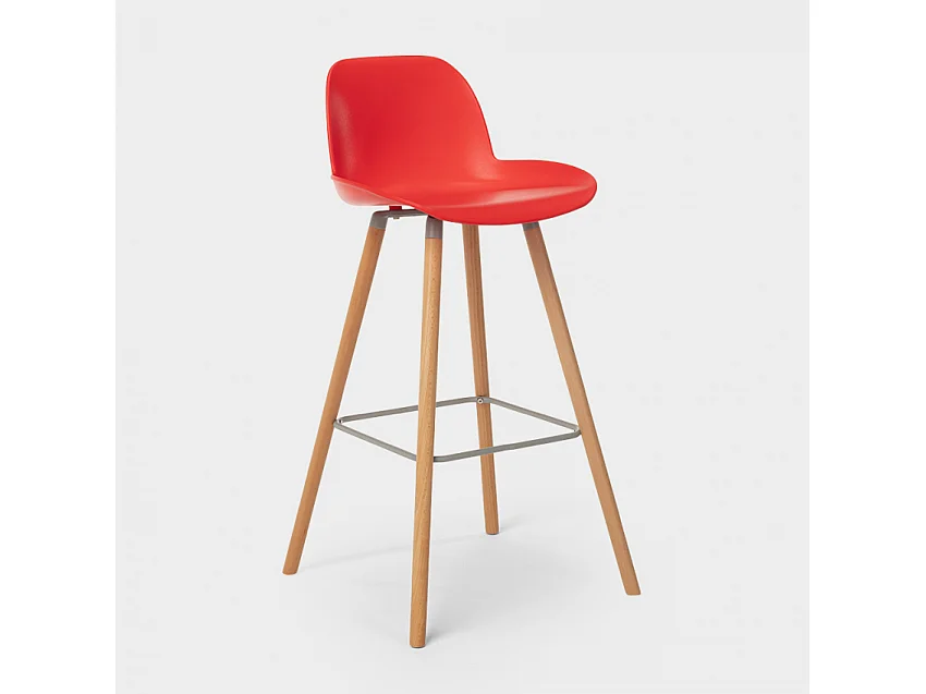 Taburete alto moderno de diseño escandinavo para bar y cocina Eiffel Burj 75 - Rojo