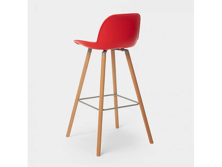 Taburete alto moderno de diseño escandinavo para bar y cocina Eiffel Burj 75 - Rojo