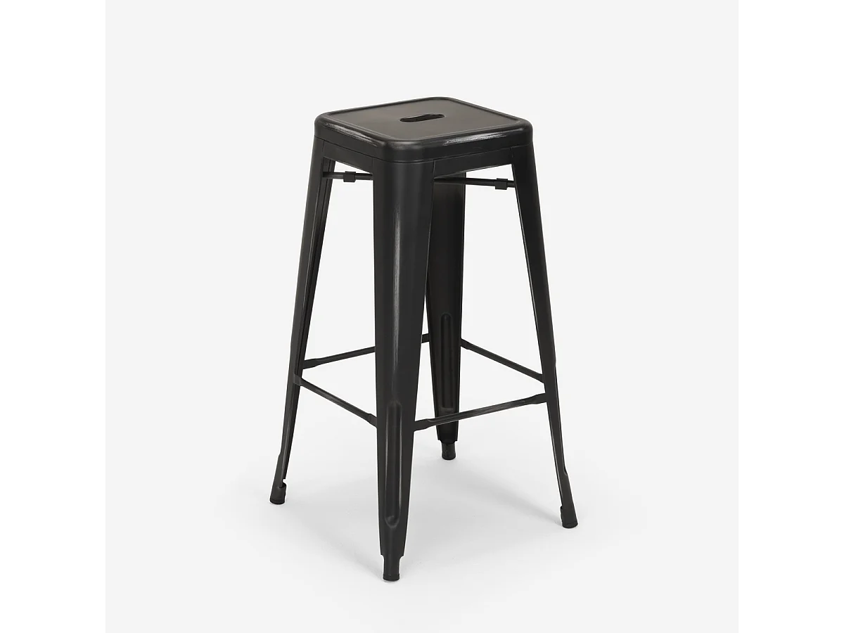 barhocker hocker aus metall im industriedesign 78cm steel stale - Schwarz