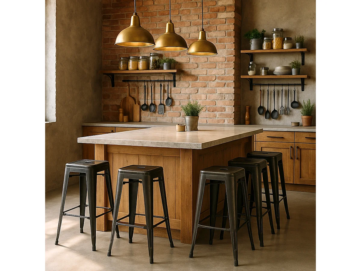 barhocker hocker aus metall im industriedesign 78cm steel stale - Schwarz
