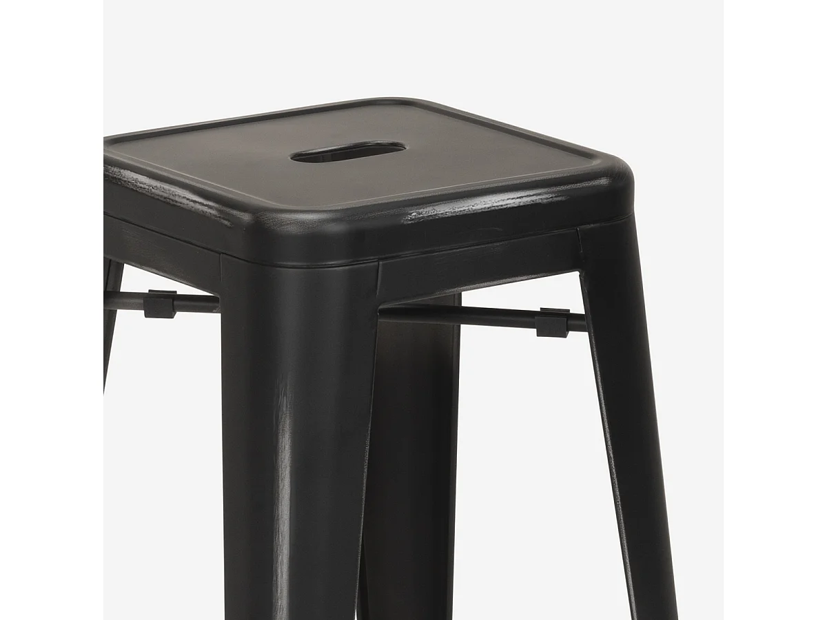 barhocker hocker aus metall im industriedesign 78cm steel stale - Schwarz