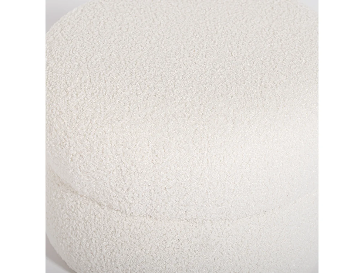 Pouf poggiapiedi in teddy bouclé design moderno a cilindro Okami - Bianco