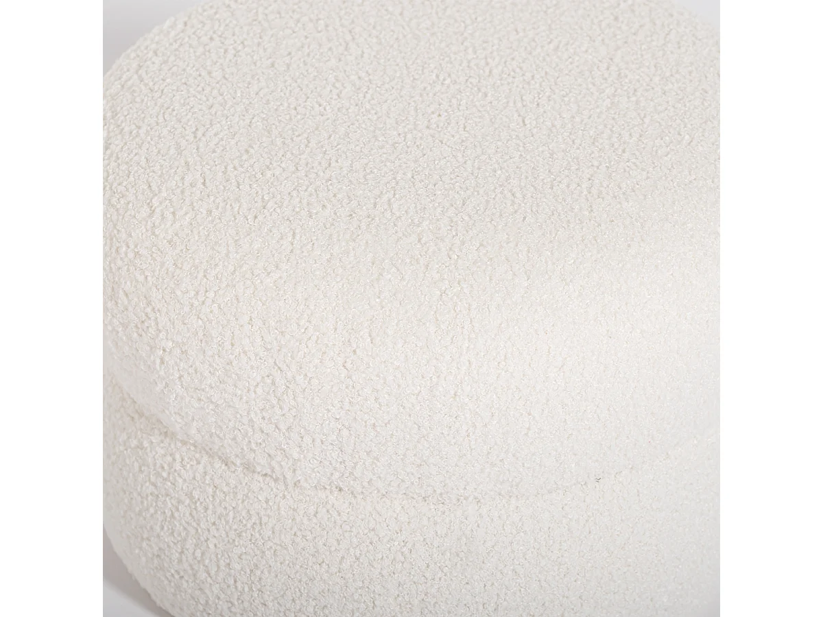 Pouf poggiapiedi basso per soggiorno in tessuto  teddy bouclé Raion - Bianco