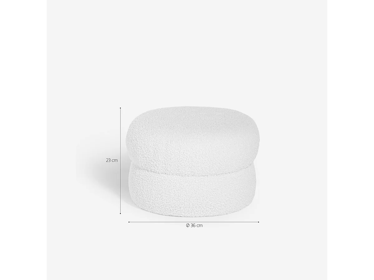 Pouf poggiapiedi basso per soggiorno in tessuto  teddy bouclé Raion - Bianco