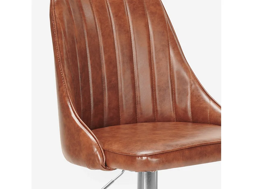 Taburete bar alto península cocina giratorio regulable acolchado Varadero - Marrón