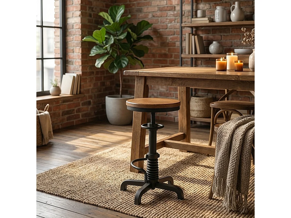 Barhocker im Vintage-Industriestil mit Schraubenverstellung Helix