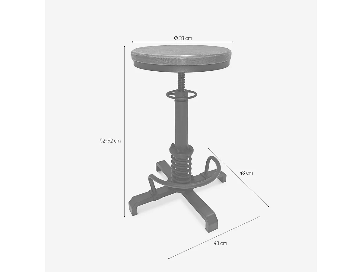 Barhocker im Vintage-Industriestil mit Schraubenverstellung Helix