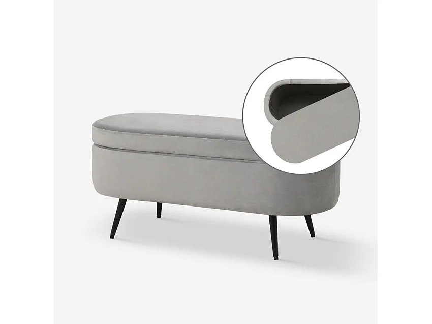Sitzhocker Aufbewahrungsbox Samt Hocker Eingangsbank Design Renoir - Grau