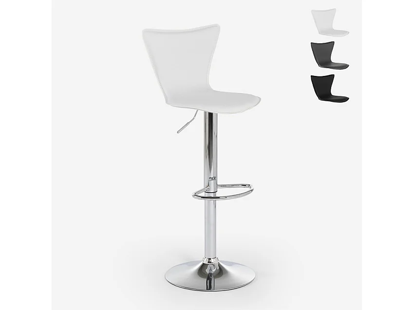 Taburete de bar cocina giratorio elegante diseño moderno ajustable Folks - Blanco