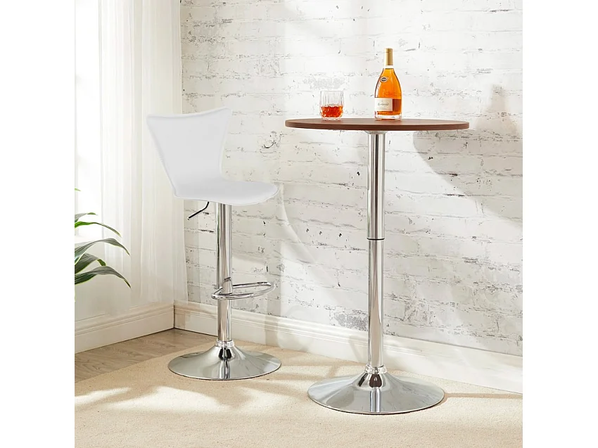 Taburete de bar cocina giratorio elegante diseño moderno ajustable Folks - Blanco