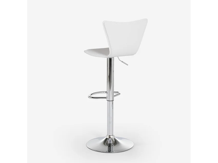 Taburete de bar cocina giratorio elegante diseño moderno ajustable Folks - Blanco