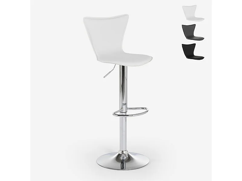 Taburete de bar cocina giratorio elegante diseño moderno ajustable Folks - Blanco