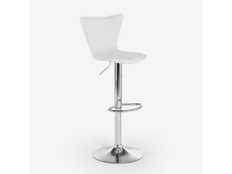 Taburete de bar cocina giratorio elegante diseño moderno ajustable Folks - Blanco