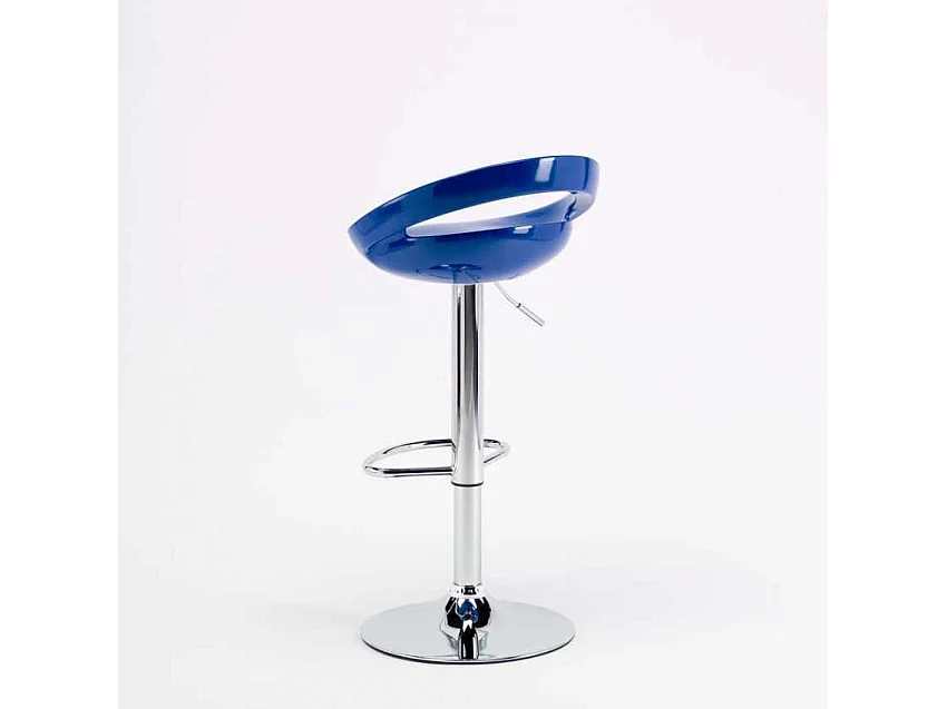 Taburete de bar para cocina alto giratorio fijo ajustable y con reposapiés modelo Hollywood - Azul Marino