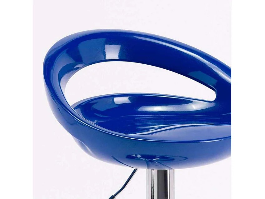 Taburete de bar para cocina alto giratorio fijo ajustable y con reposapiés modelo Hollywood - Azul Marino